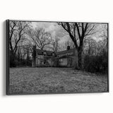 Black and white landscape art painting of Delaware on framed canvas, ideal for bedroom wall decor.