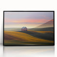 Large abstract wall art featuring a scenic Idaho landscape in muted earth tones on a framed acrylic.
