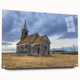 Acrylic print of a large abstract depiction of Iowa scenery in muted earth tones, suitable for bedroom or dining room decor.