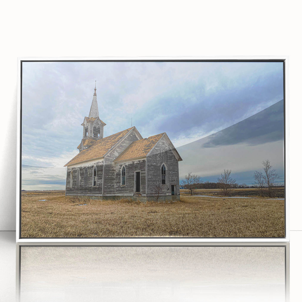 Acrylic print of Iowa scenery in art deco style with muted earth tones, ideal for nursery wall art.