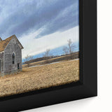 Close-up of textured black wall art depicting Iowa scenery on framed canvas, ideal for living room decor.