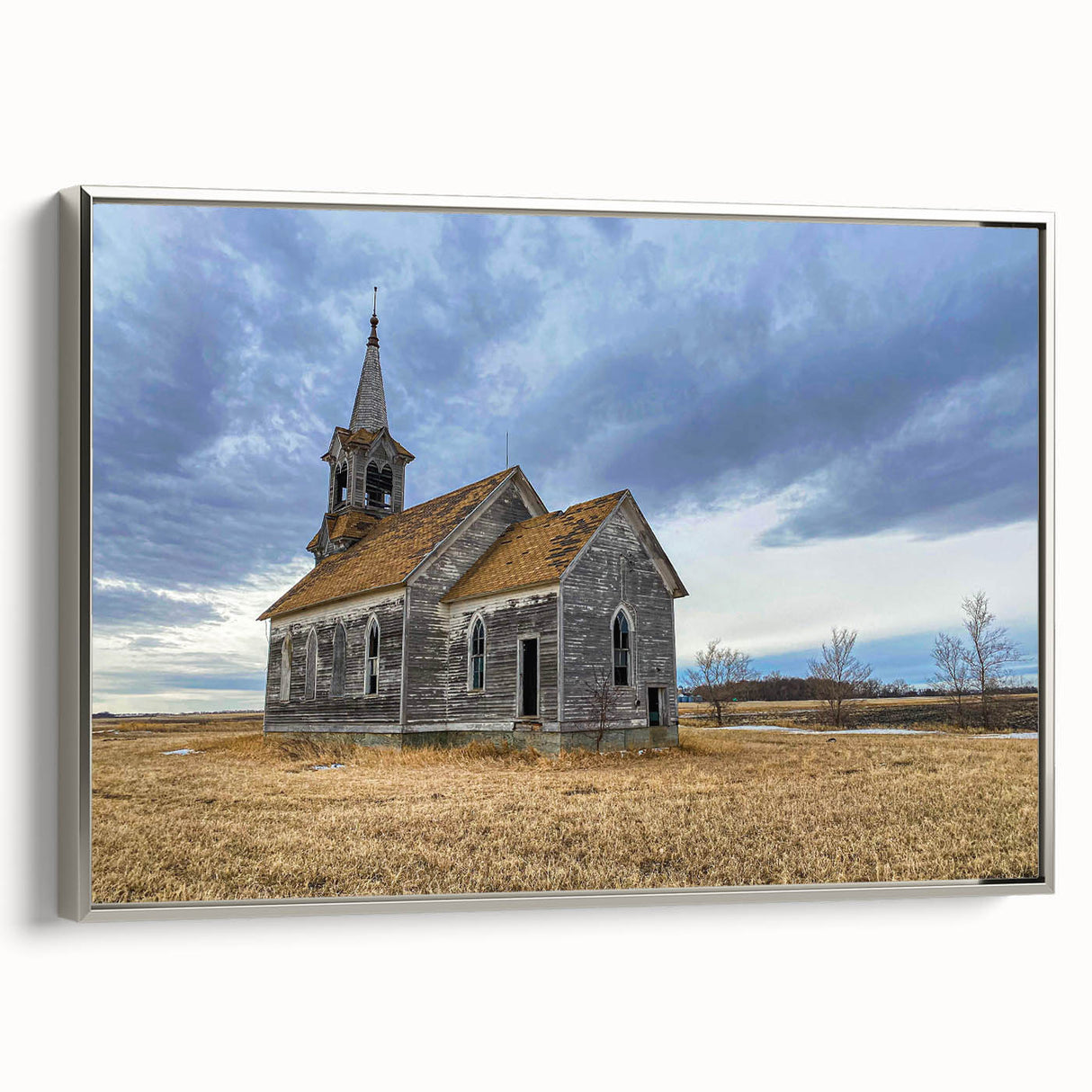 Landscape art painting of Iowa scenery on framed canvas, featuring vibrant green fields and a blue sky.