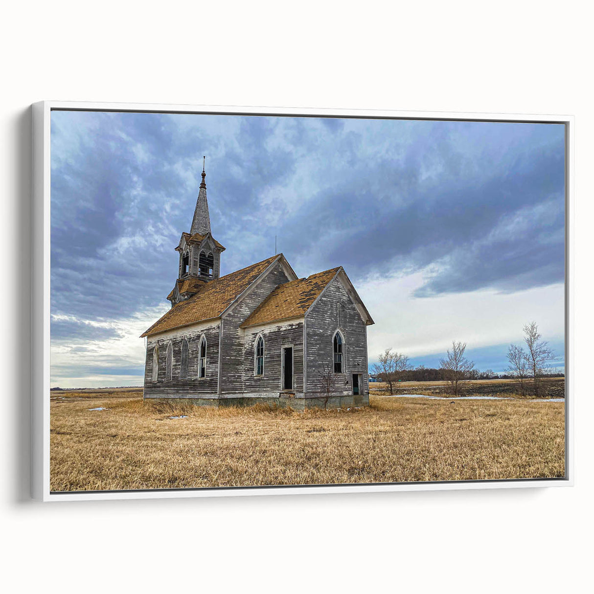 Vintage poster art of Iowa scenery on extra large framed canvas, featuring colorful art with black accents.