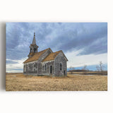 Black and white photograph of a serene Iowa landscape on large stretched canvas, ideal for kitchen wall art.