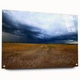 Acrylic print of a large abstract Kansas landscape in muted earth tones, ideal for dining room decor.