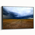 Black and white landscape art painting of a Kansas scenery on framed canvas, suitable for bedroom wall decor.