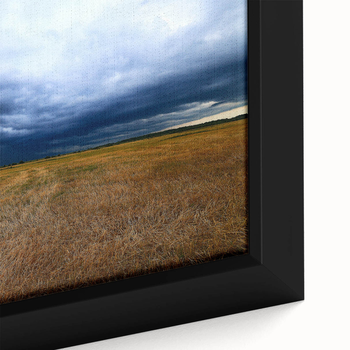 Black wall art featuring a textured Kansas scenery on a framed canvas, with vibrant color accents.