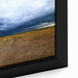 Black wall art featuring a textured Kansas scenery on a framed canvas, with vibrant color accents.