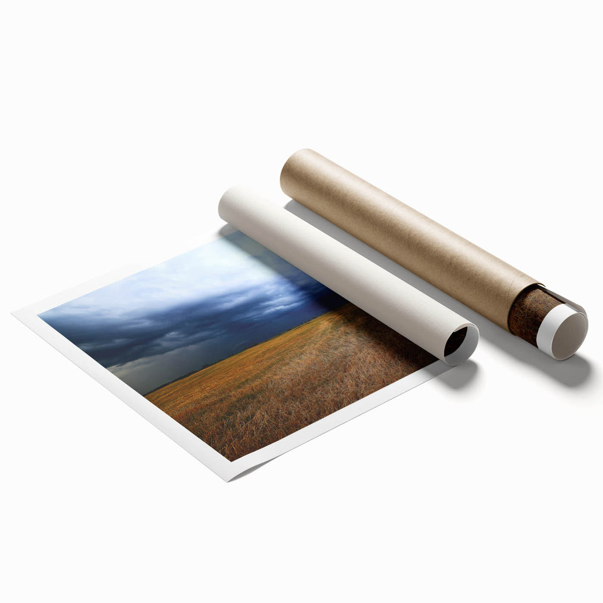 Extra large rolled print of Kansas scenery with vibrant floral elements.