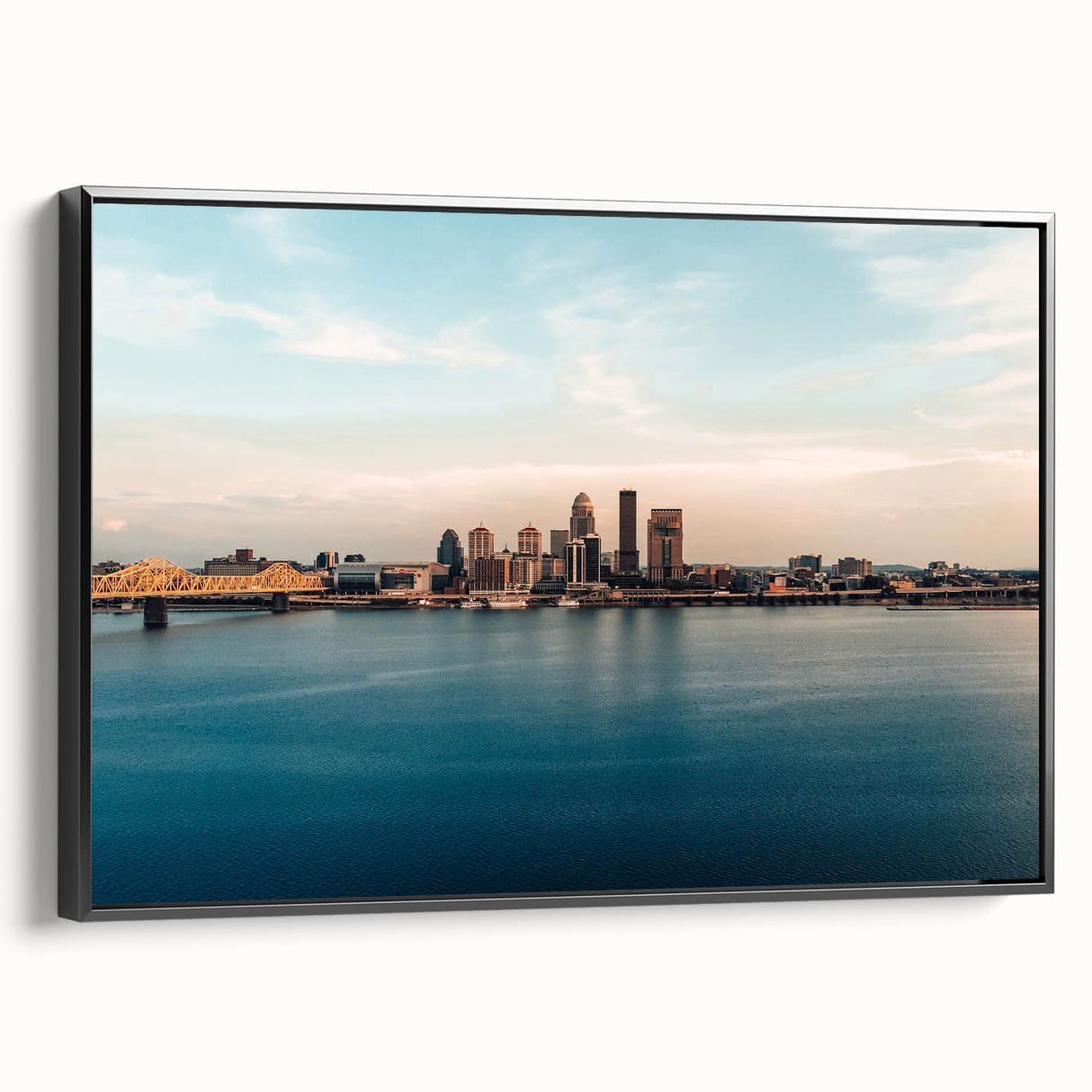 Black and white landscape art painting of Kentucky scenery on framed canvas, ideal for bedroom wall decor.