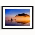 Abstract art print of a colorful Maine scenery in vibrant hues on a large framed canvas, ideal for living room decor.