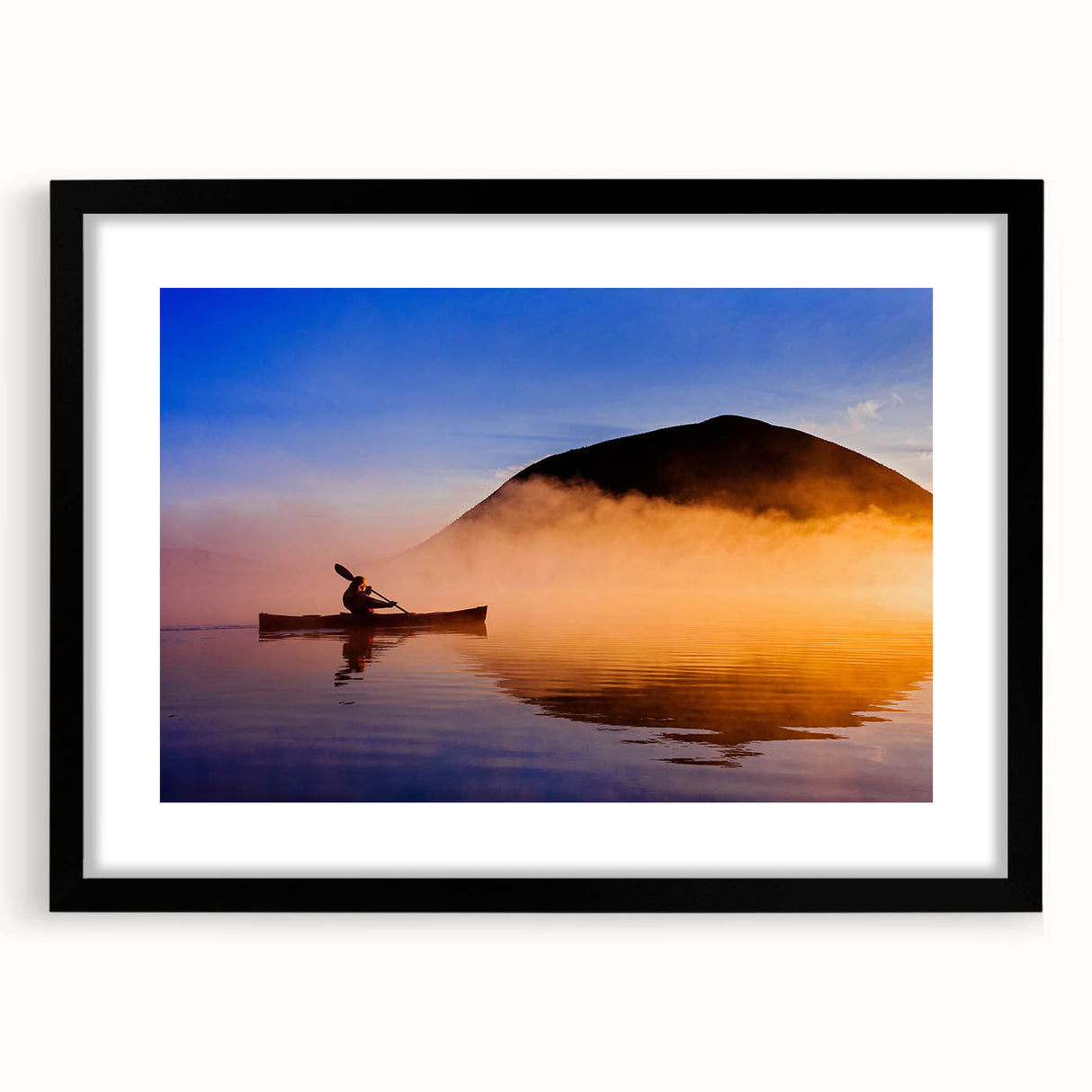 Abstract art print of a colorful Maine scenery in vibrant hues on a large framed canvas, ideal for living room decor.