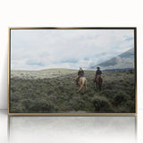 Mid-century modernist art of Montana scenery in muted earth tones on a framed acrylic, ideal for modern art wall decor.