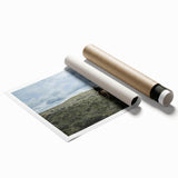 Rolled print of Montana scenery with vibrant green and blue tones, ideal for classy bathroom wall art.