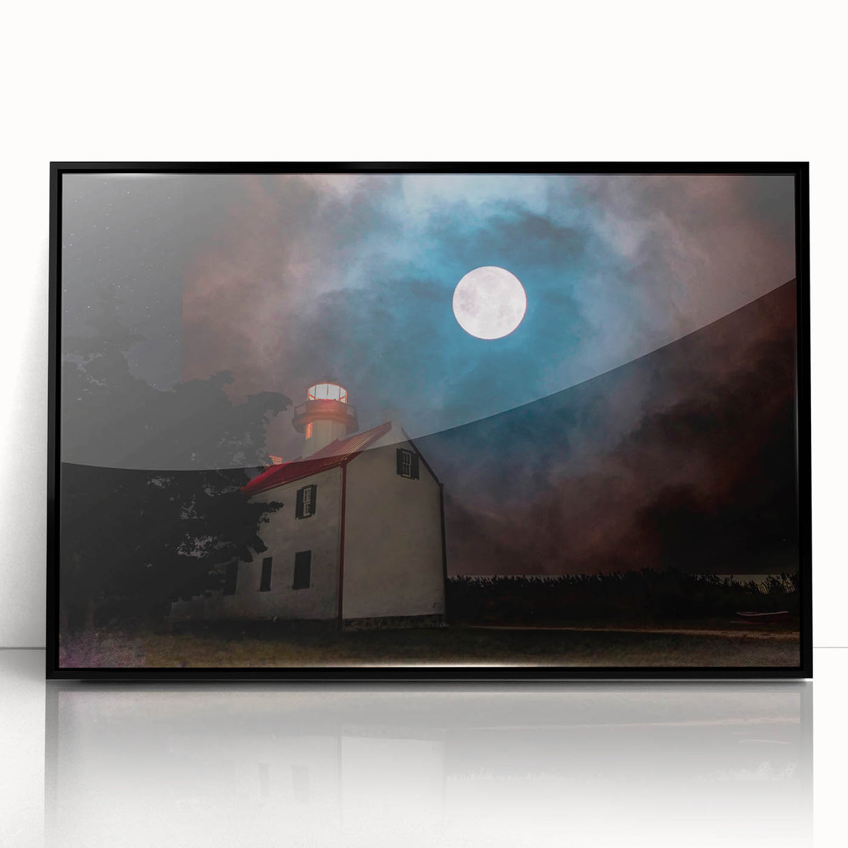 Large abstract wall art featuring a New Jersey scenery in muted colors on a framed black acrylic.