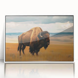 Art Deco poster of Oklahoma scenery in muted colors on a framed acrylic, ideal for modern nursery wall art.