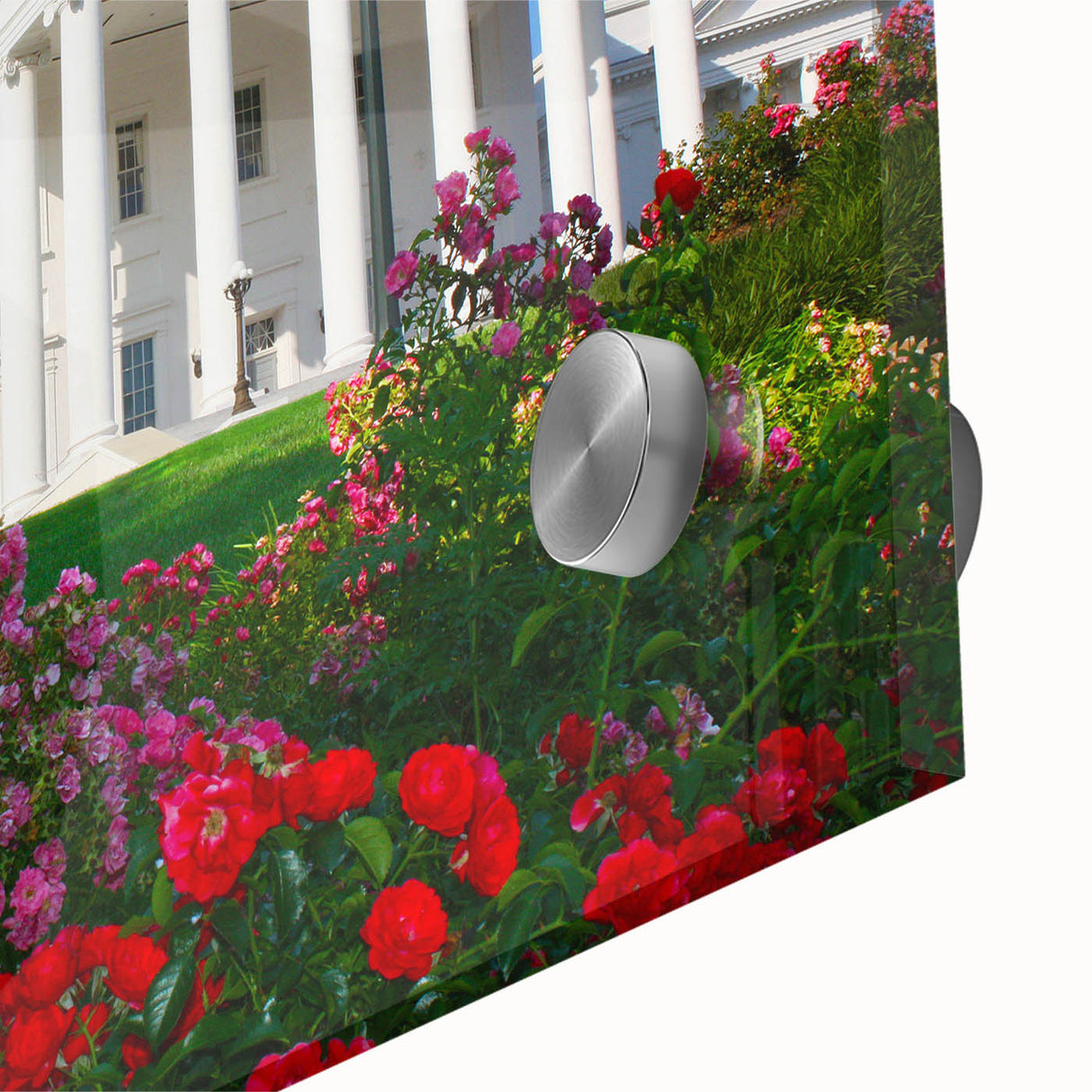 Large abstract wall art of Virginia scenery on acrylic glass, featuring mid-century modernist style.