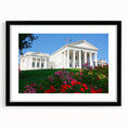Extra large abstract art print featuring colorful, textured scenery of Virginia on a black framed canvas.