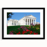 Extra large abstract art print featuring colorful, textured scenery of Virginia on a black framed canvas.