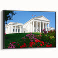 Black and white framed canvas of Virginia landscape, featuring vintage poster art style, ideal for bedroom wall decor.