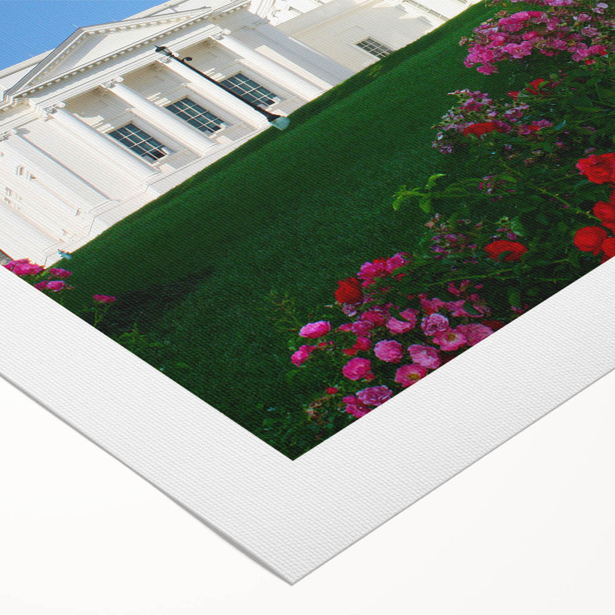 Art deco poster featuring a Virginia scenery in muted gold and navy tones on rolled canvas.