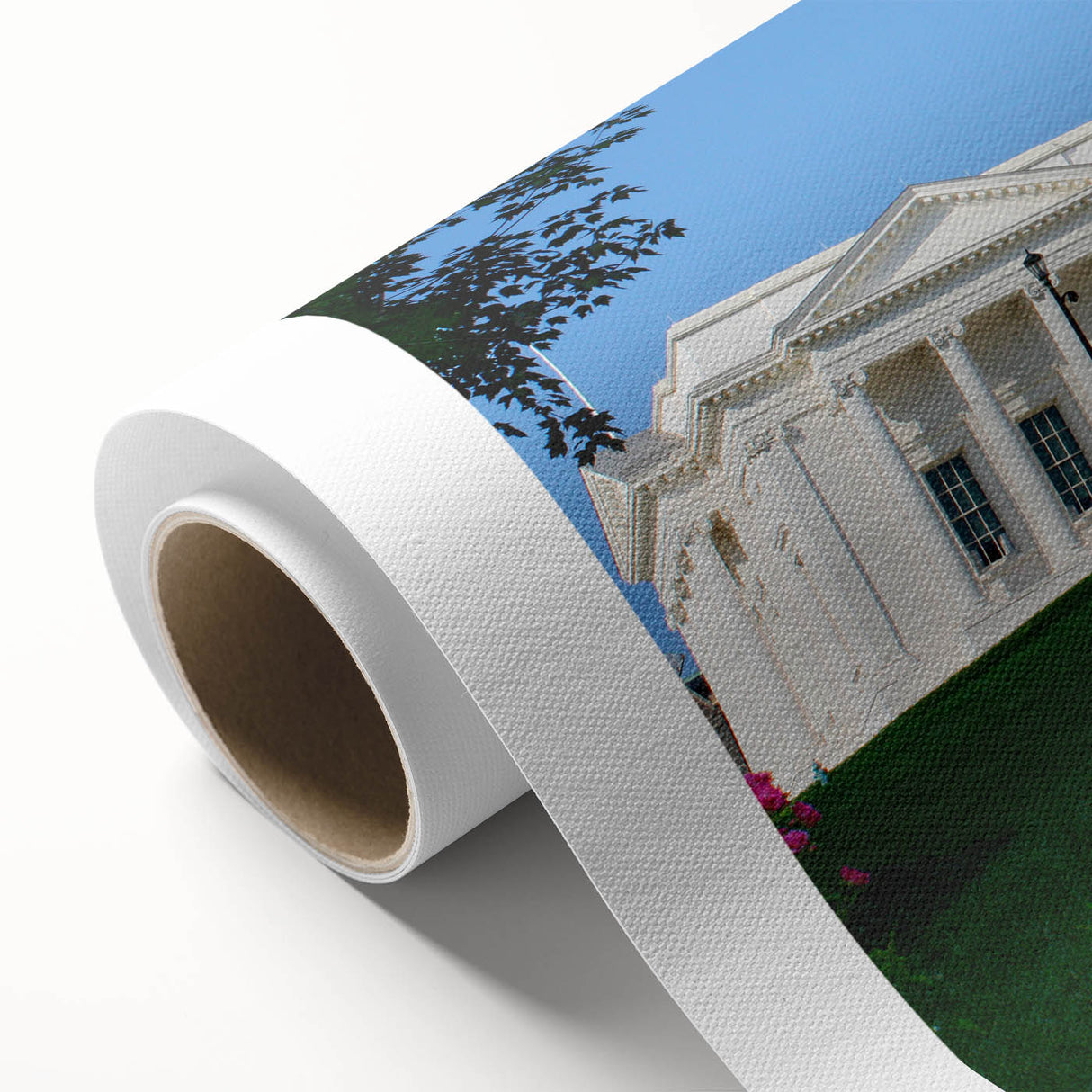 Art Deco poster of Virginia scenery on rolled canvas, featuring soft pastel colors, ideal for nursery wall art.
