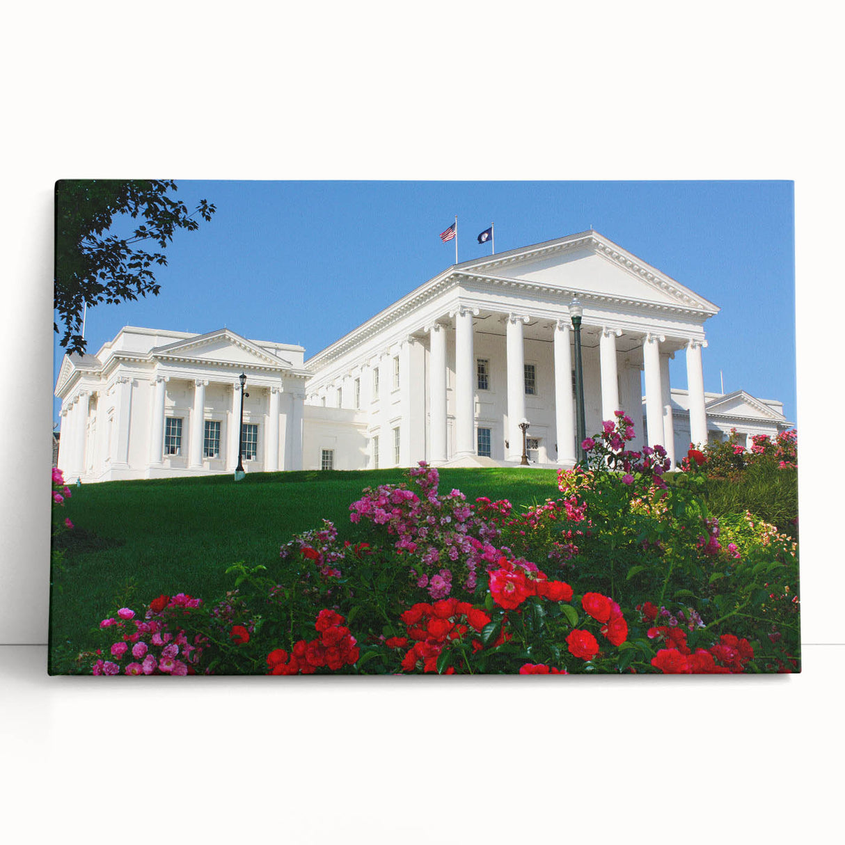 Black and white photograph of Virginia scenery on large stretched canvas, suitable as kitchen wall art or bedroom decor.