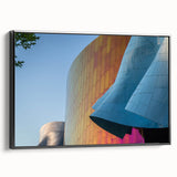 Black and white framed canvas of Seattle landscape, ideal for bedroom wall art in vintage poster style.