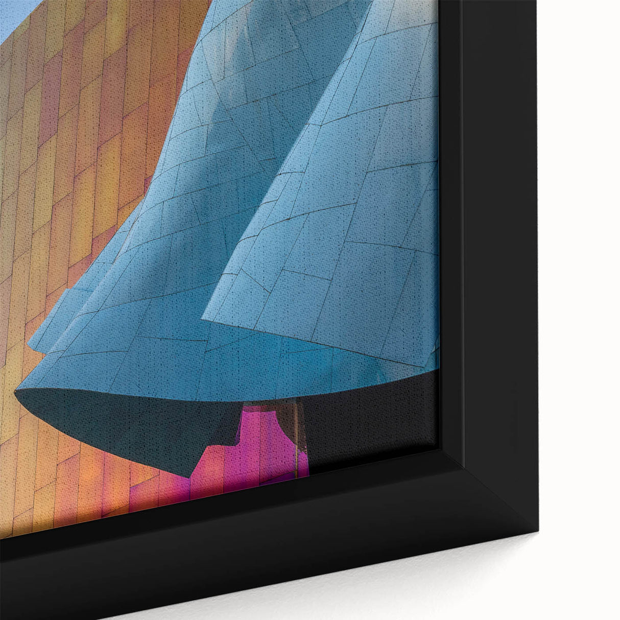 Black wall art of Seattle skyline with textured, colorful accents on a framed canvas, ideal for living room decor.