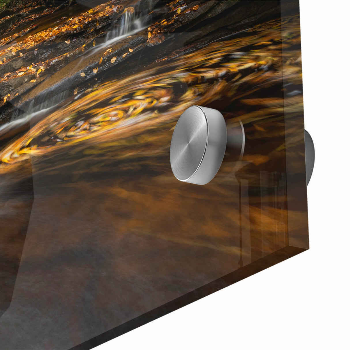 Large abstract wall art depicting West Virginia scenery in muted earth tones on acrylic glass.