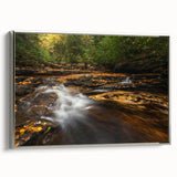Framed canvas landscape art painting of West Virginia scenery in muted earth tones, ideal for office wall decor.