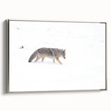 Framed canvas depicting a vintage-style landscape painting of Yellowstone, featuring colorful art with black borders.