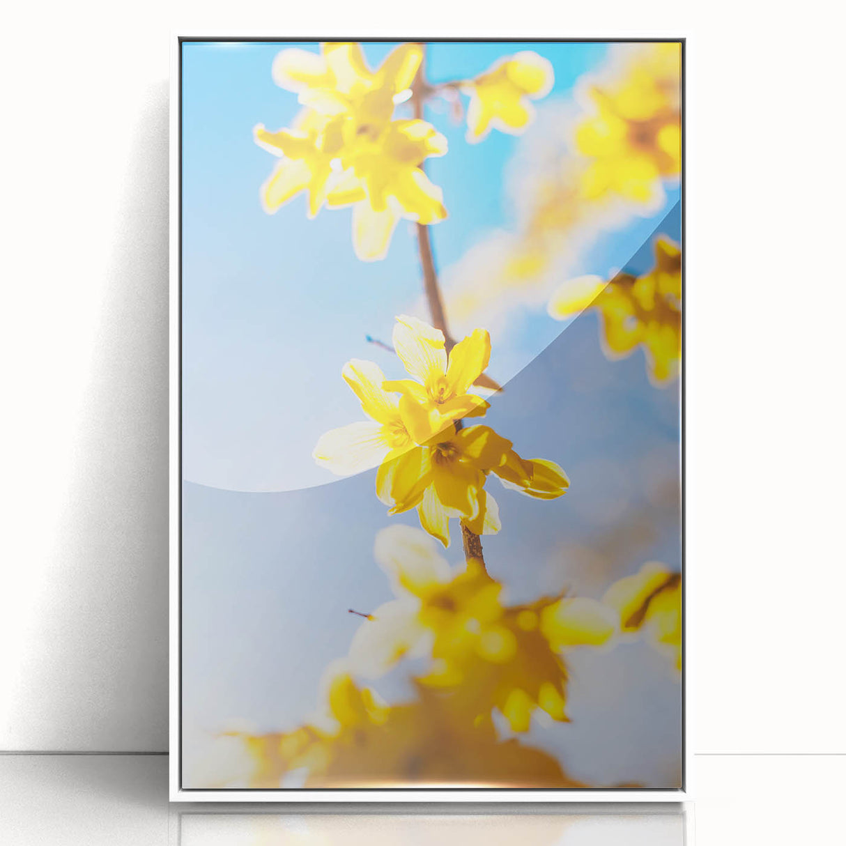 Acrylic print of a spring-themed art deco poster in pastel shades, ideal for nursery wall art.