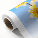 Art Deco style poster of spring season on rolled canvas, featuring pastel shades, ideal for nursery wall art.