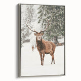 Winter landscape art painting on framed canvas, featuring muted blue and white tones, ideal for living room decor.