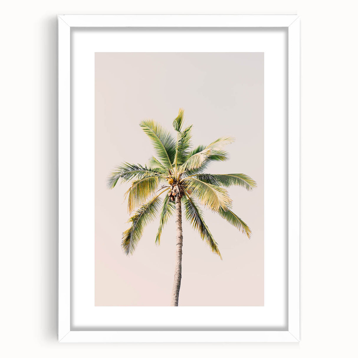 Abstract art print featuring swirls of blue and green tones on a white framed canvas.