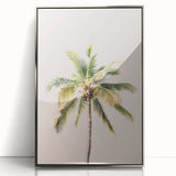 Mid-century modernist art deco poster in acrylic frame, featuring geometric shapes in pastel shades.