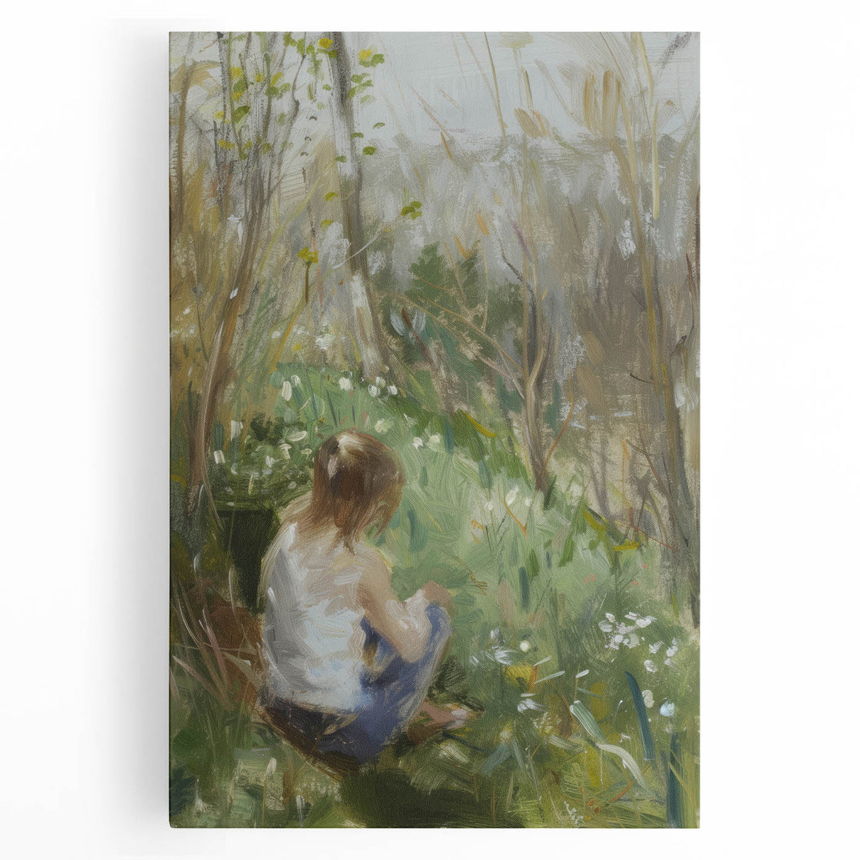 Abstract figurative artwork on stretched canvas showcasing vibrant colors and dynamic shapes, ideal for modern home decor, adding contemporary flair to any room.