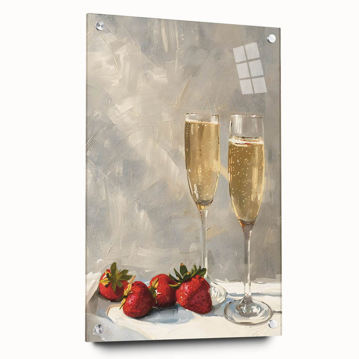 Large abstract wall art on acrylic glass featuring swirling blue and white patterns, suitable for dining room decor.