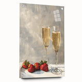 Large abstract wall art on acrylic glass featuring swirling blue and white patterns, suitable for dining room decor.