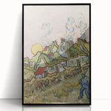 Impressionist Village Wall Art - Van Gogh's Vibrant Houses and Figure Print