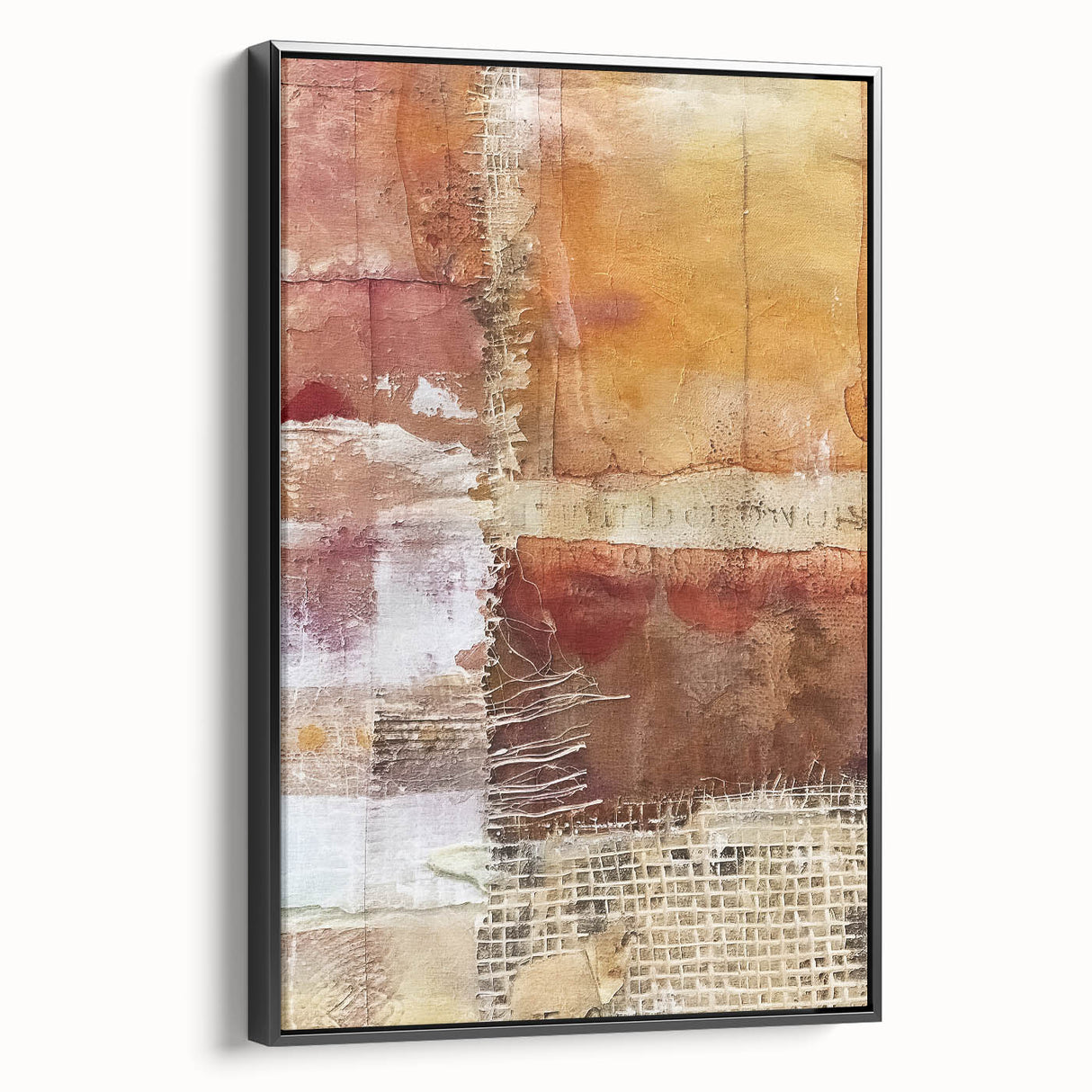 Black and white framed canvas of a vintage landscape painting, ideal for bedroom decor.