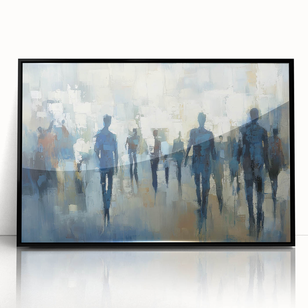 Abstract Cityscape Wall Art – Blue & Gray Modern Canvas Print