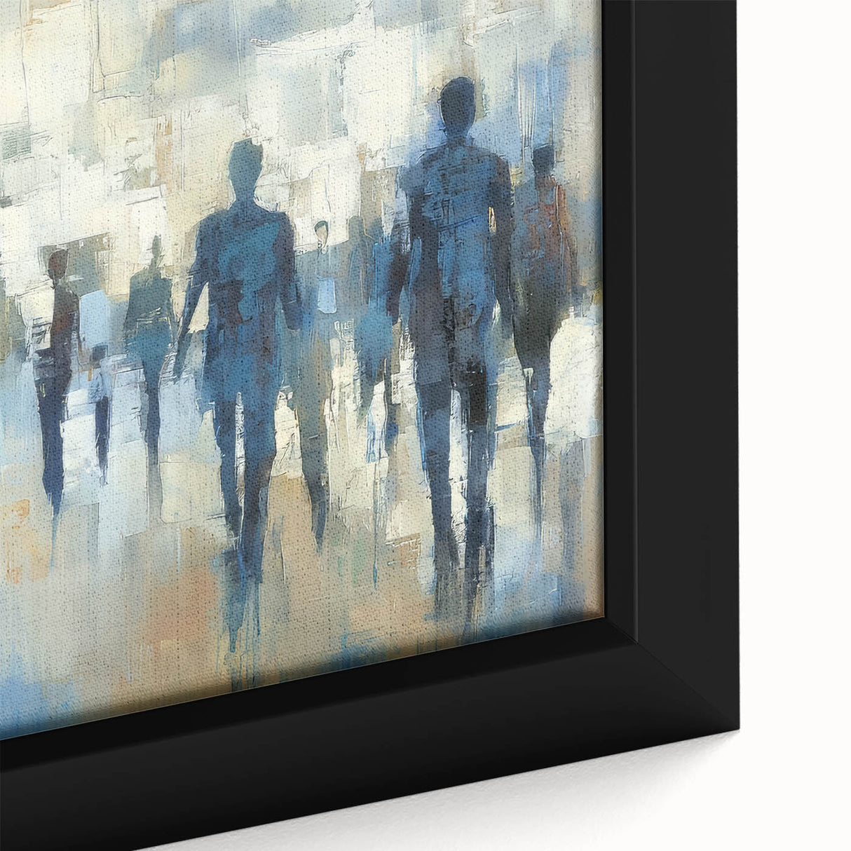 Abstract Cityscape Wall Art – Blue & Gray Modern Canvas Print
