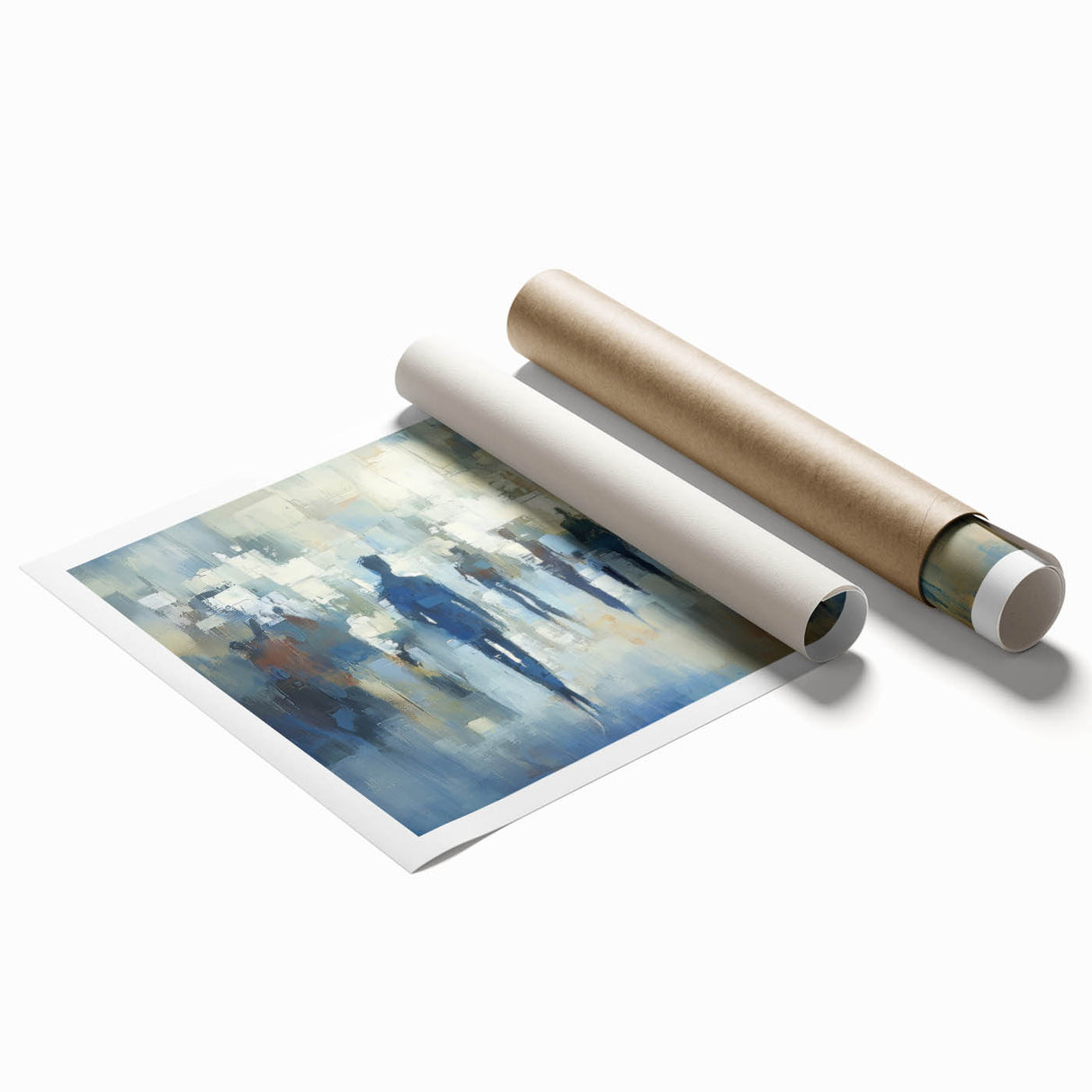 Abstract Cityscape Wall Art – Blue & Gray Modern Canvas Print