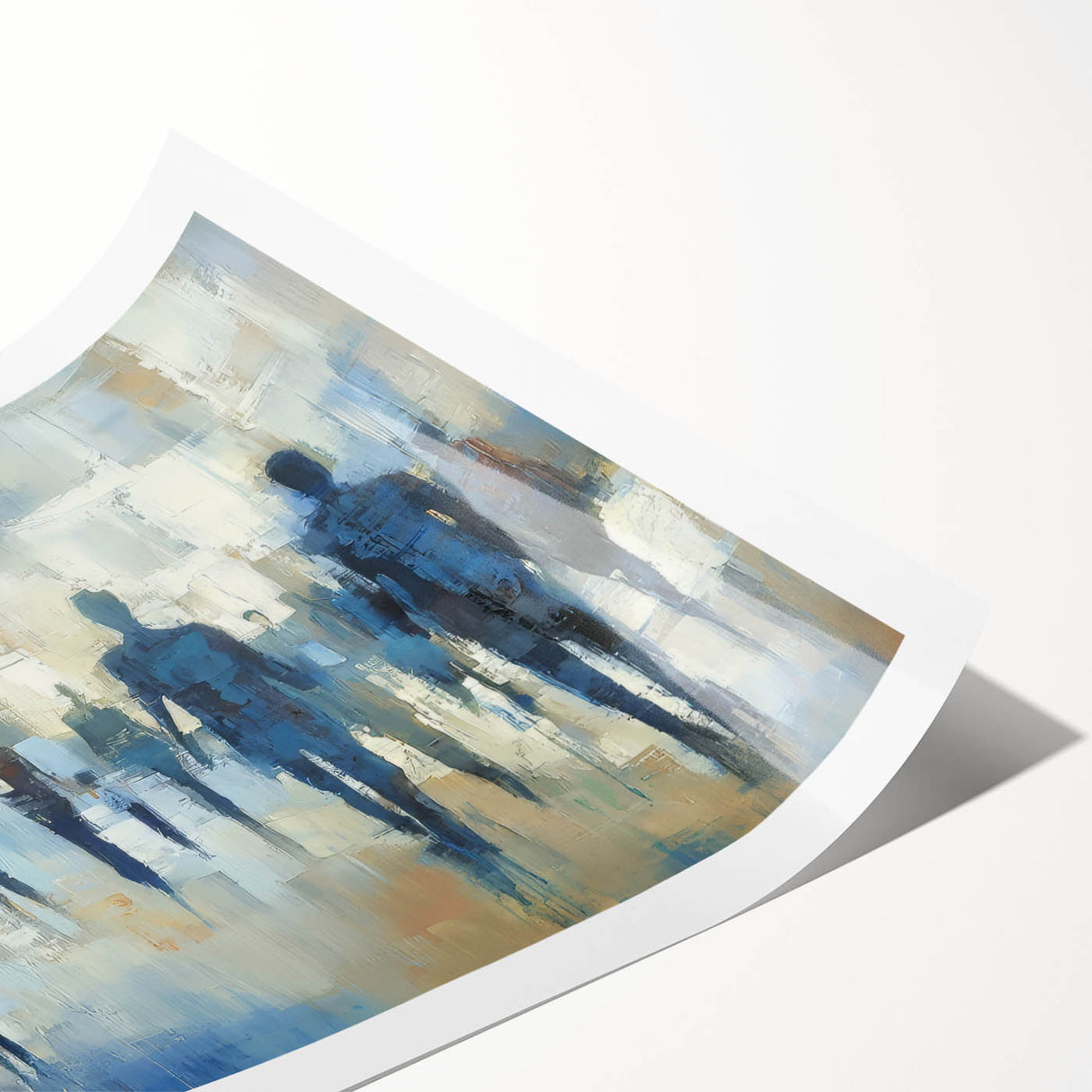 Abstract Cityscape Wall Art – Blue & Gray Modern Canvas Print