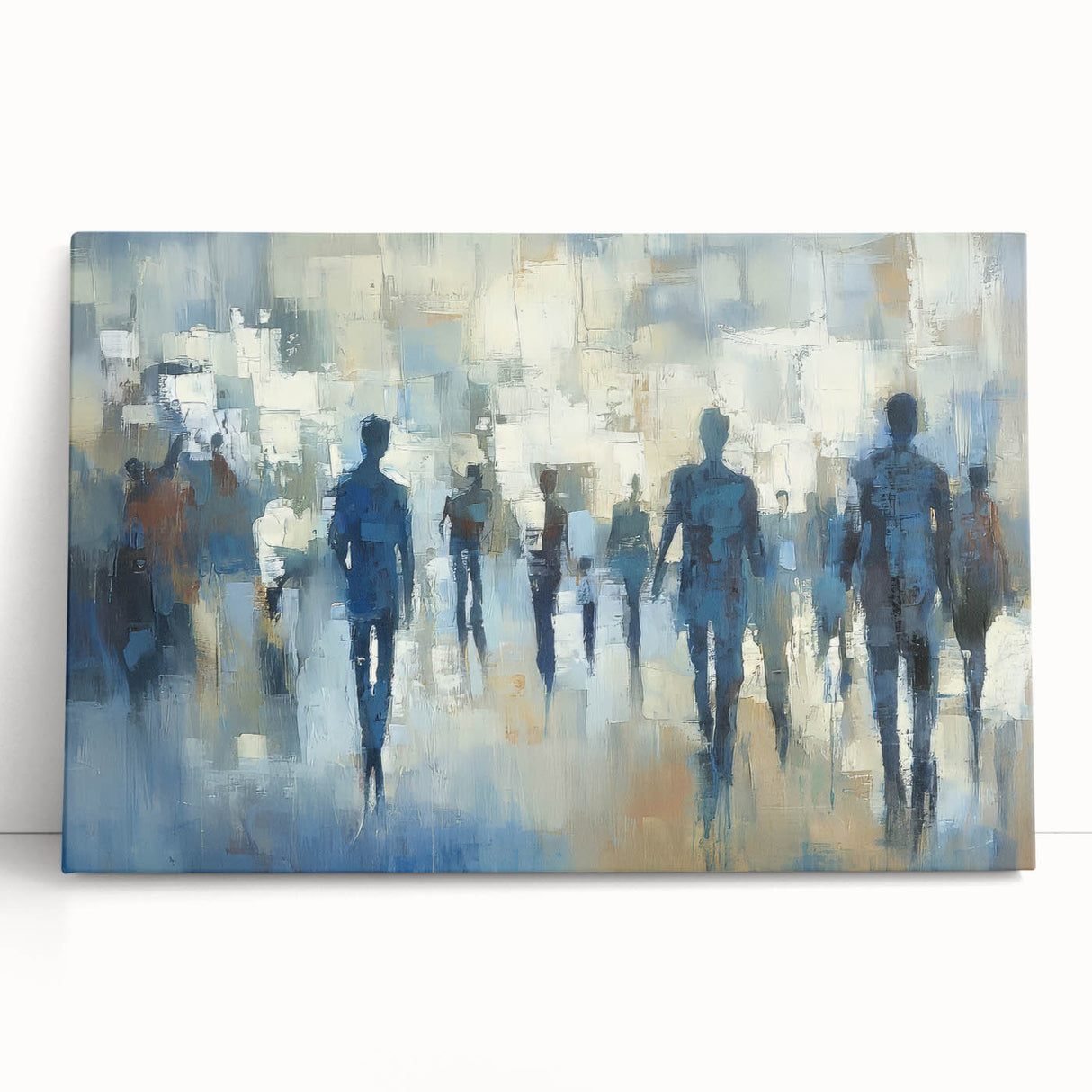 Abstract Cityscape Wall Art – Blue & Gray Modern Canvas Print