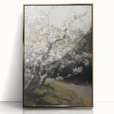 Framed abstract floral artwork with gold accents, showcasing a vibrant, colorful design on acrylic, perfect for modern home decor and interior styling.