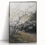 Framed acrylic artwork featuring abstract floral designs in vibrant colors, elegantly displayed with a sleek silver frame, ideal for modern home decor.