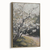 Framed canvas artwork showcasing an abstract floral design in vibrant colors, with a gold frame accentuating the elegant aesthetics, perfect for modern decor.